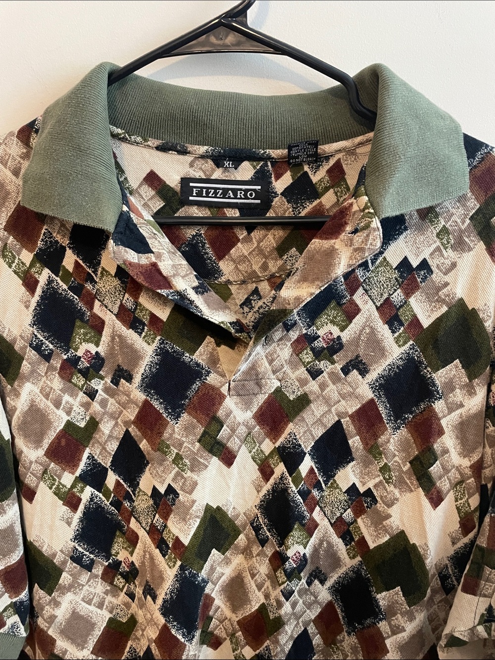 Men's Vintage Fizzaro Olive & Multi-Color Patterned Polo Shirt